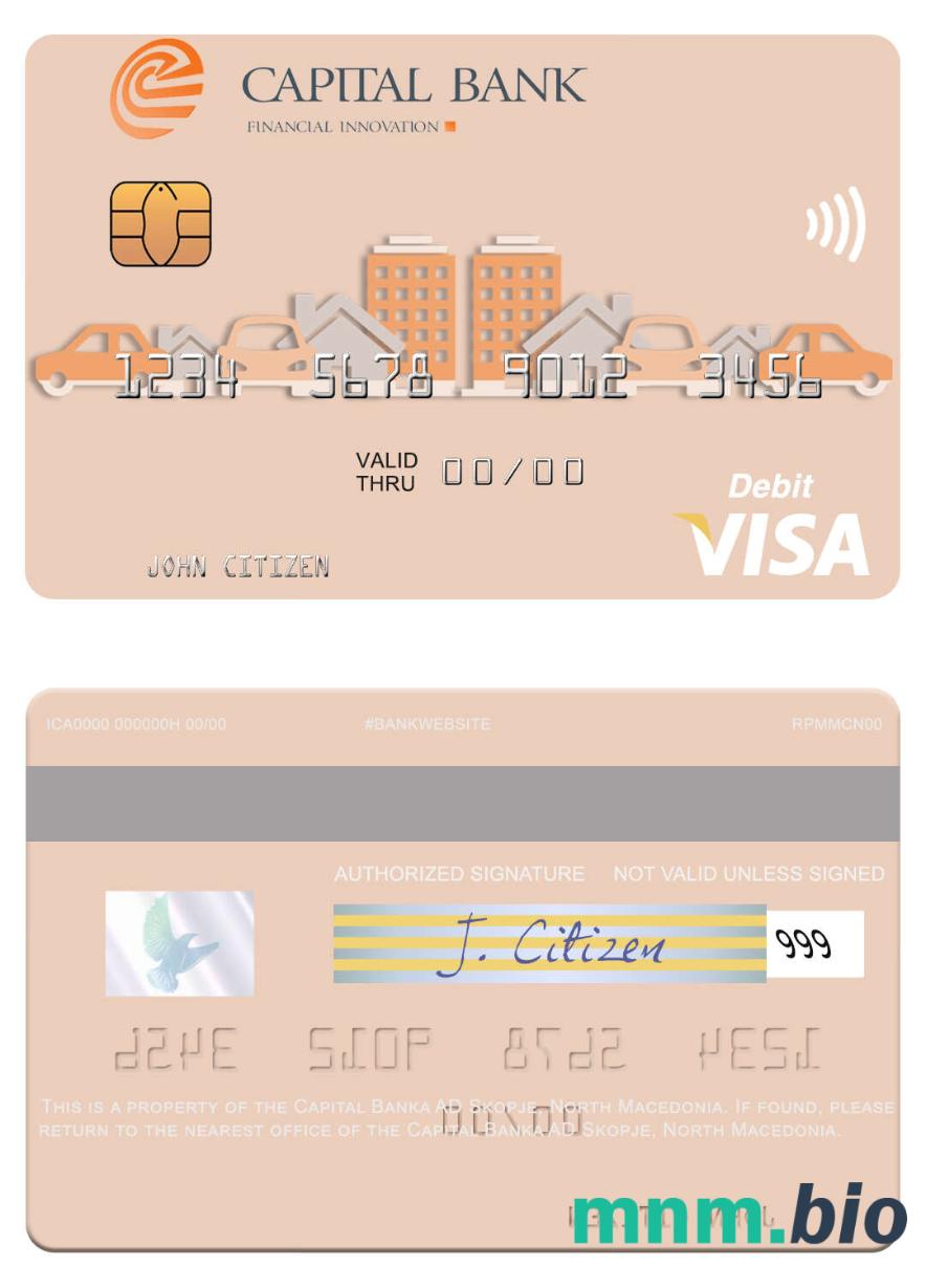 North Macedonia Capital Banka AD Skopje visa debet karta przykład w formacie PSD